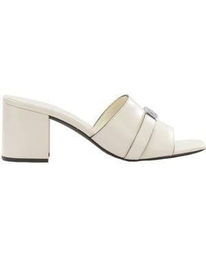 Tory Burch Leelee Buckle Heeled Mules - White