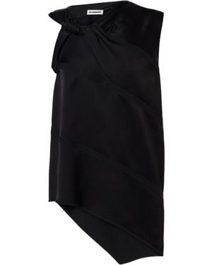 Jil Sander Asymmetric Satin Top - Black
