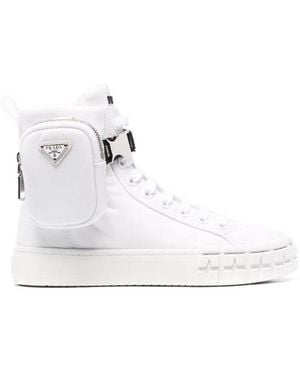 Prada Re-Nylon Pouch Detail High-Top Sneakers - White