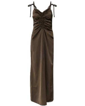 ROTATE BIRGER CHRISTENSEN V-Neck Slip Maxi Dress - Brown