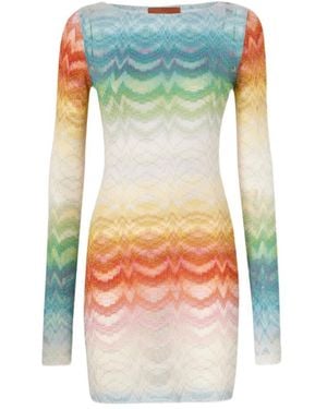 Missoni Metallic Long-Sleeve Dress - Blue