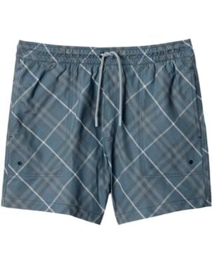 Burberry Checked Drawstring Swim Shorts - Blue