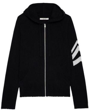 Zadig & Voltaire Clash Zip Up Hooded Cardigan - Black