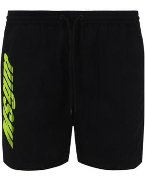 MSGM Logo Printed Swim Shorts - Black
