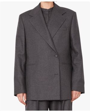 Officine Generale Double-Breasted, Asymmetrical, Two-Button Blazer - Grey