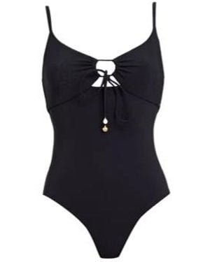 Tory Burch Minimalist Solid Color Swimsuit - Black