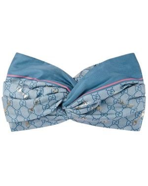 Gucci Gg Horsebit Silk Headband - Blue
