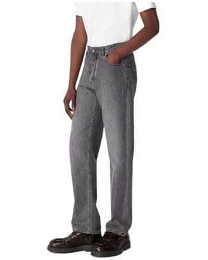Bottega Veneta Intrecciato Patch Straight Leg Jeans - Grey