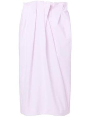 Simone Rocha Pleated Cotton Pencil Skirt - Purple