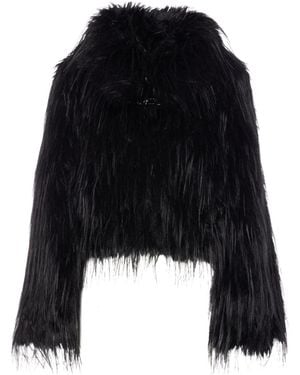 Pinko High-Neck Faux-Fur Jacket - Black