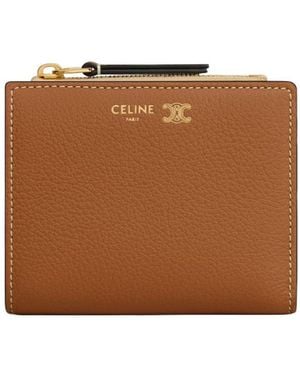 Celine Compact Wallet Triomphe Stamp - Brown