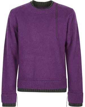 Sacai Double-Layered Ribbed Sweater - Purple