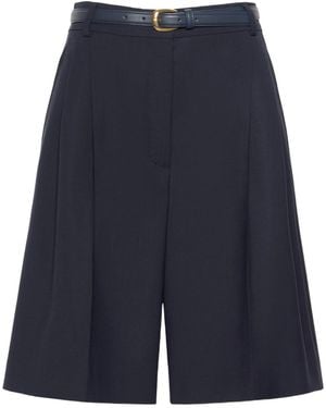 Max Mara Double-Pleated Shorts - Blue