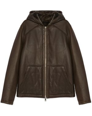 Yves Salomon Hooded Jacket - Brown