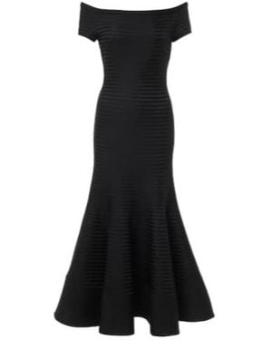 Carolina Herrera Off-Shoulder Striped Maxi Dress - Black