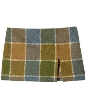 Miu Miu Checked Miniskirt - Green