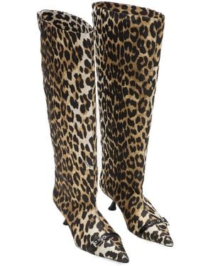 Ganni Print Knee-High Boots - Black