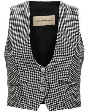 Alexandre Vauthier Houndstooth-Patterned Vest - Black