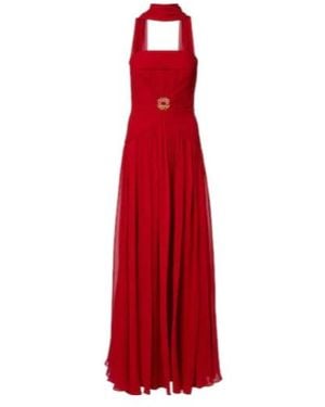 Elie Saab Silk Bustier Gown - Red