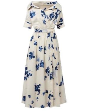 Altuzarra Lydia Floral Cotton-Blend Midi Dress - Blue