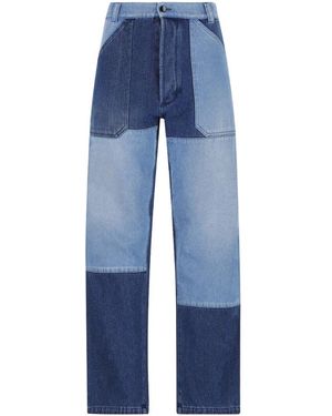 Etro Patchwork Logo-Embossed Straight-Leg Jeans - Blue