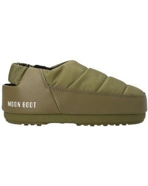 Moon Boot Elasticated Band Padded Slippers - Green