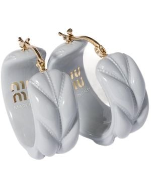 Miu Miu Matelassé Earrings - White