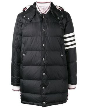 Thom Browne Stripe Padded Hooded Coat - Black