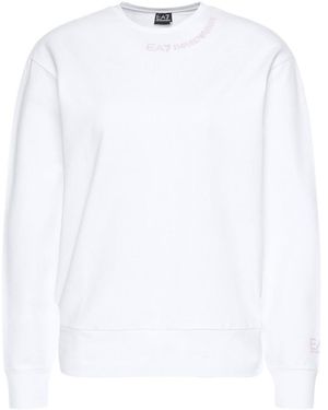 EA7 Round Collar Long Sleeve Jumper - White
