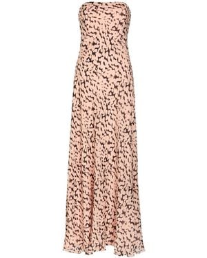 STAUD Cassie Tortoise-Print Silk Midi Dress - Pink