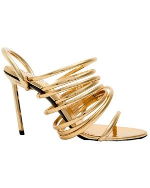 Alaïa Strappy 90 Leather Sandals - Metallic