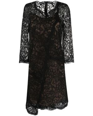 Ermanno Scervino Asymmetric Floral Lace Dress - Black