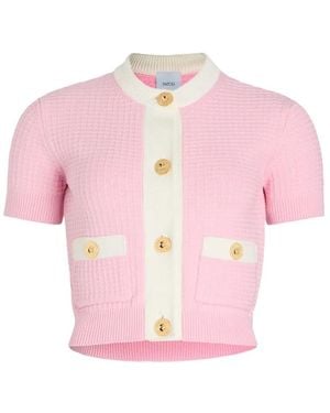 Patou Cropped Waffle-Knit Cardigan - Pink
