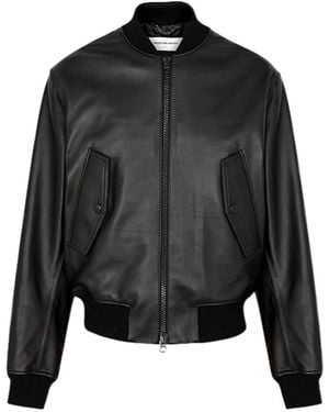 Dries Van Noten Logo Leather Jacket - Black