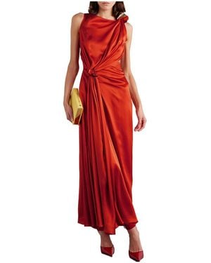 ROKSANDA Fauna Cutout Embellished Gathered Silk-Satin Maxi Dress