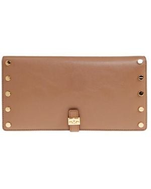 Ganni Studs-Embellishment Flap Wallet - Brown