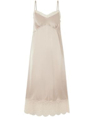 Simone Rocha Lace-Trimed Satin Midi Dress - Natural