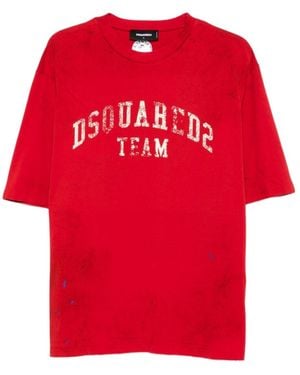 DSquared² Crew Neck T-Shirt With Print - Red