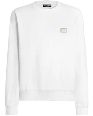 Dolce & Gabbana Jersey Sweatshirt With Logo Plate - White