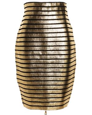 Balmain Stripe-Detail Midi Skirt - Natural