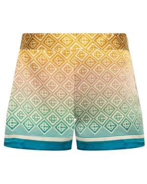 CASABLANCA Monogram Print Silk Shorts - Green