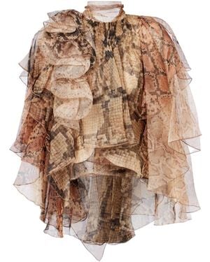 Zimmermann Memento Ruffled Silk Blouse - Brown