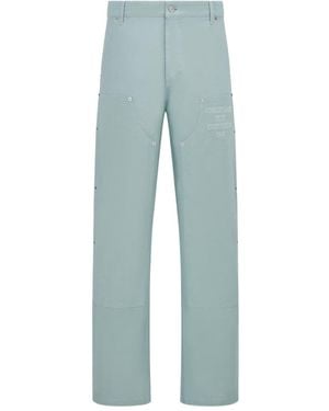 Dior Homme Logo Patch Straight Leg Trousers - Blue