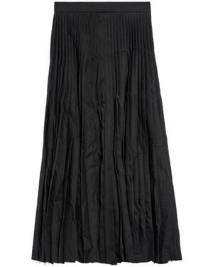 Balenciaga Creased Pleated Midi Skirt - Black