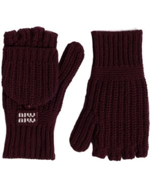 Miu Miu Wool And Cashmere Fingerless Gloves - Purple