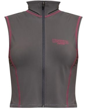 Moschino Active Zip-Up Sleeveless Top - Gray