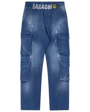Barrow Logo Printed Cargo Jeans - Blue