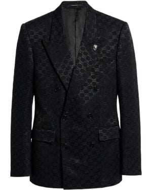 Gucci Gg Light Faille Double-Breasted Jacket - Black