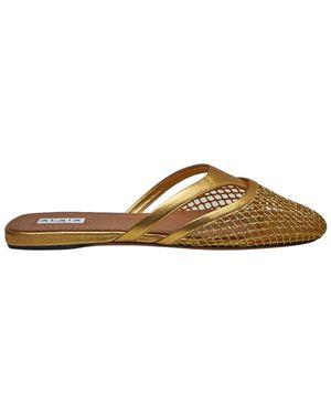 Alaïa Round Toe Slippers - Brown