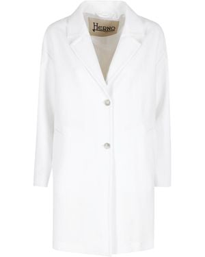 Herno Single-Breasted Long Jacket - White